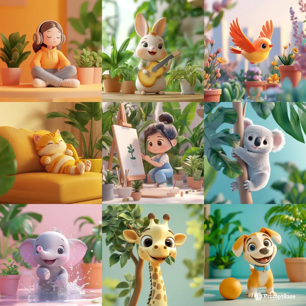 3D Rendering C4D Pixar Characters Midjourney Prompt | PromptBase