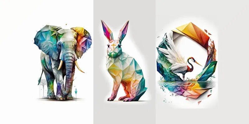 Colorful Origami Graphic Designs Midjourney Prompt | PromptBase