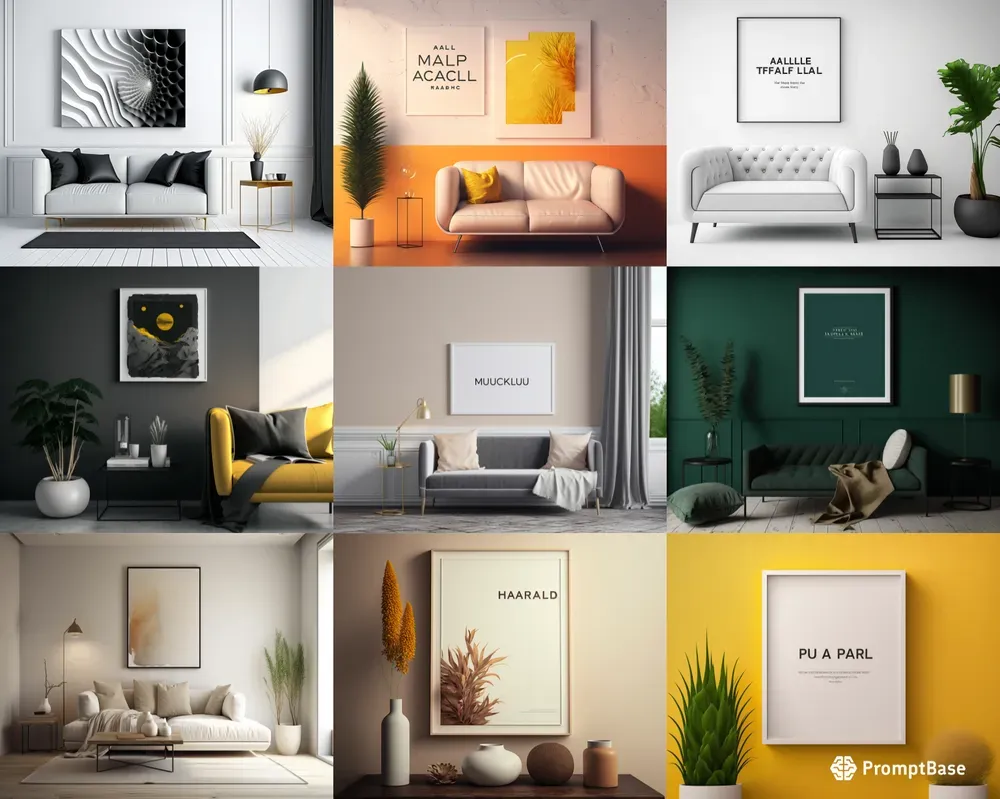 Modern Wall Art Mockups Midjourney Prompt | PromptBase