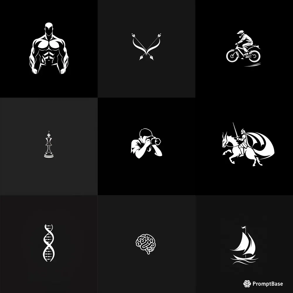 Minimalist Black White Logos Graphics Midjourney Prompt | PromptBase