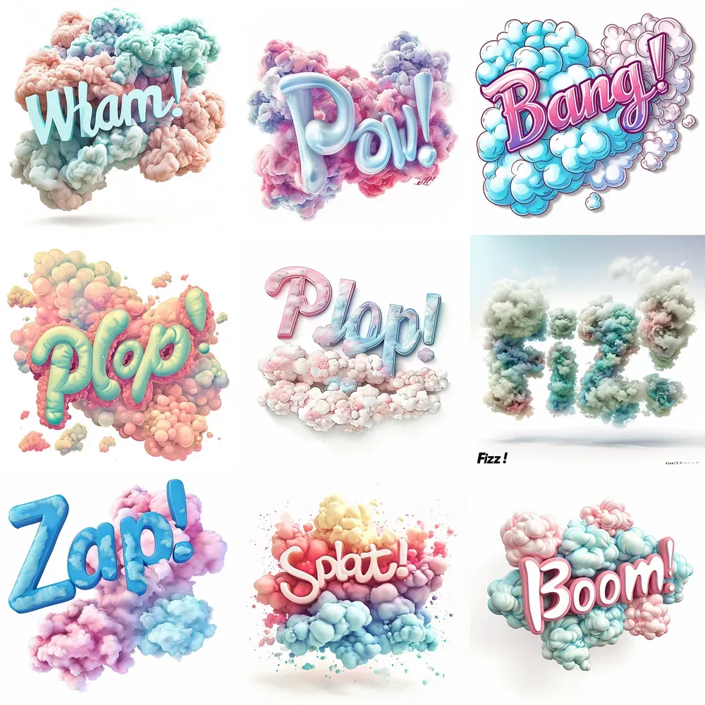 Clouds made custom text fonts midjourney prompt promptbase