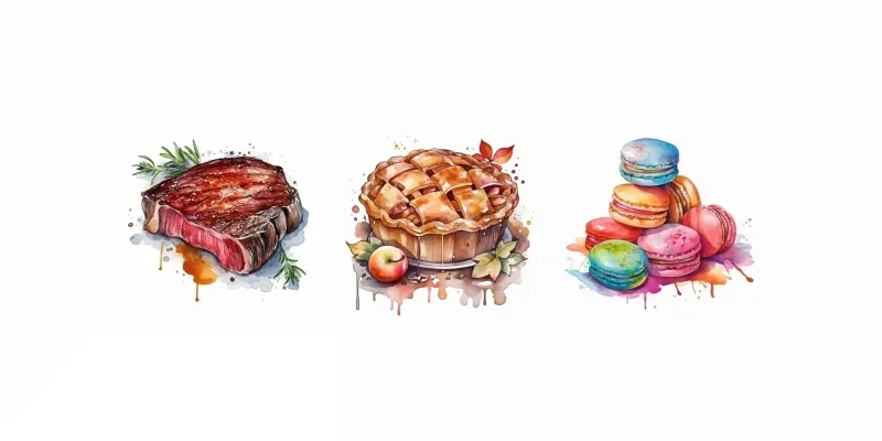 Watercolor Foods Midjourney Prompt | PromptBase
