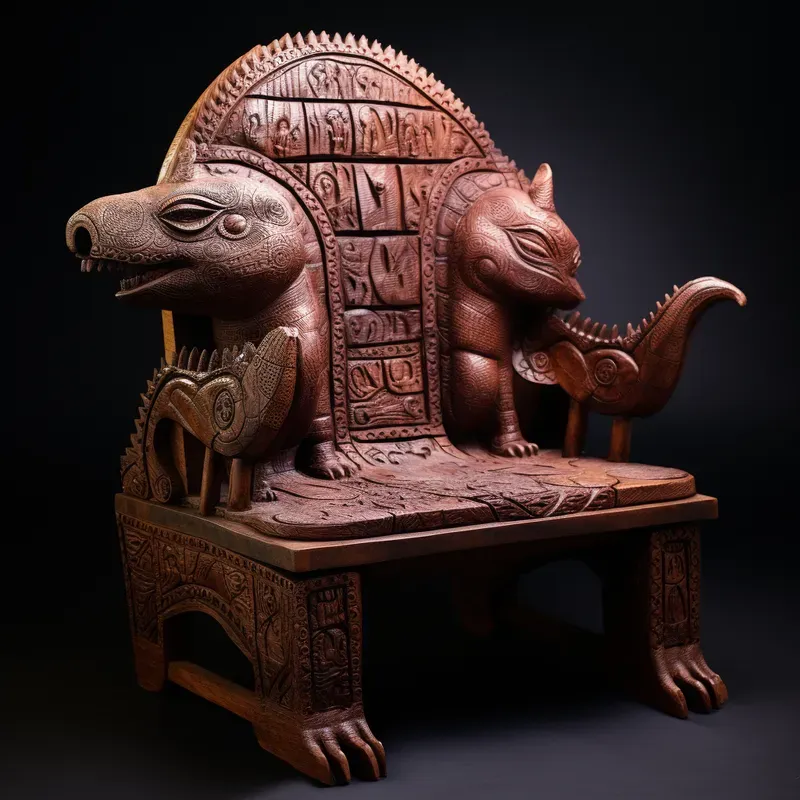 Items Covered In Wood Carvings Of Animals Midjourney Prompt | PromptBase