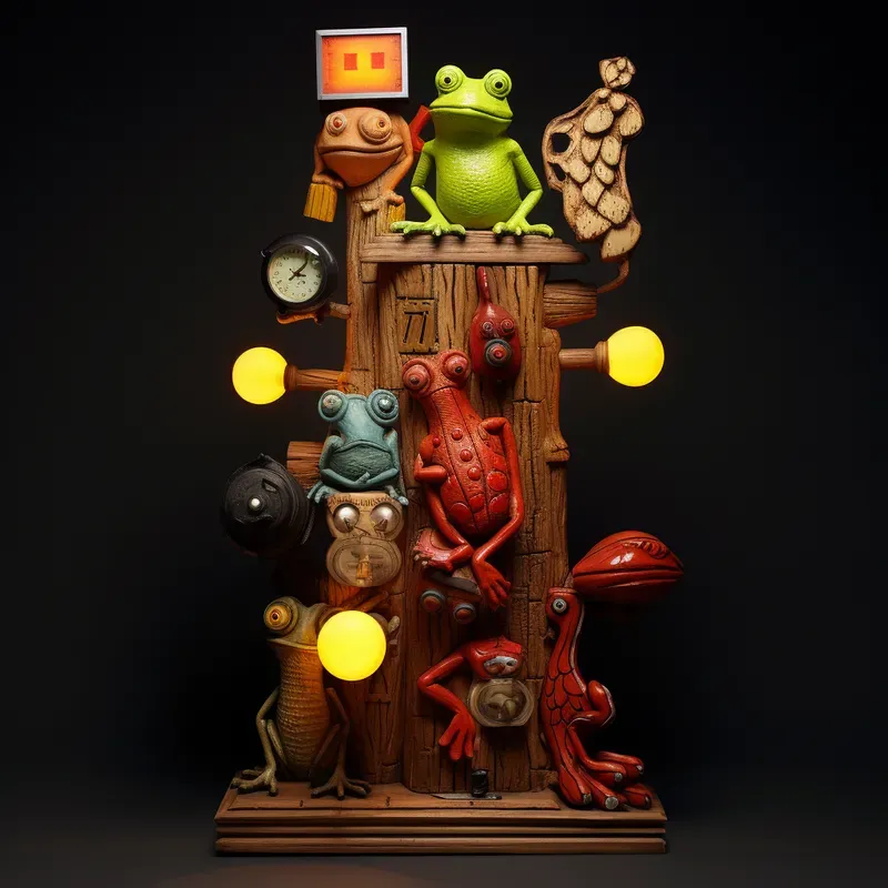 Items Covered In Wood Carvings Of Animals Midjourney Prompt | PromptBase