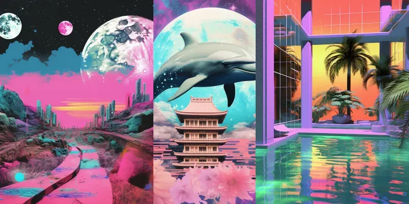 Vaporwave Collages Midjourney Prompt | PromptBase