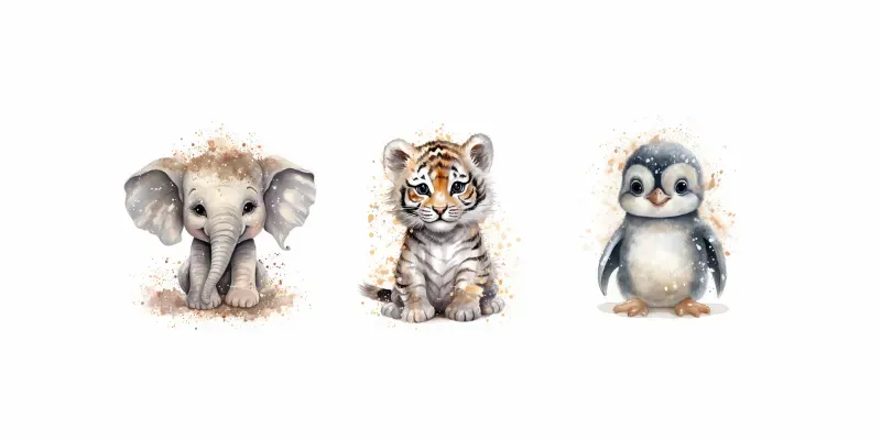 Safari Baby Jungle Animals Watercolors Midjourney Prompt | PromptBase