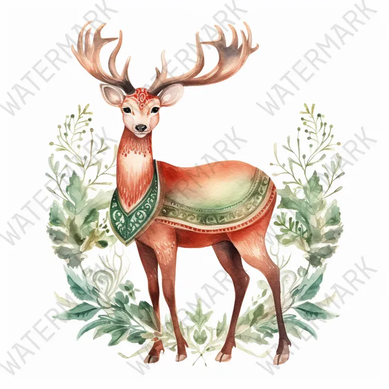 Christmas Watercolor Illustration Art Midjourney Prompt | PromptBase