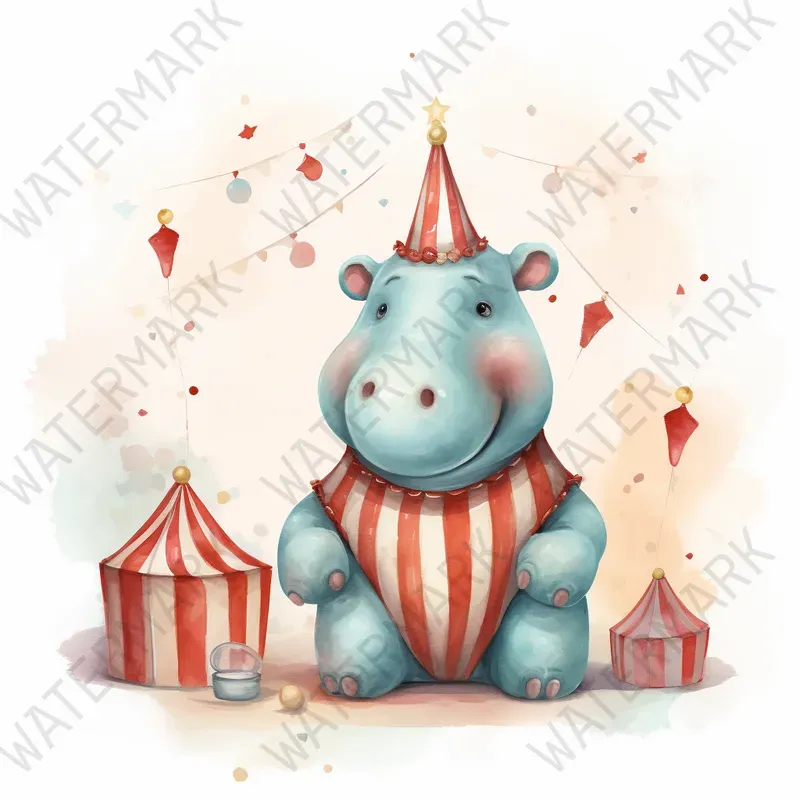 Circus Watercolor Clipart Nursery Art Midjourney Prompt | PromptBase