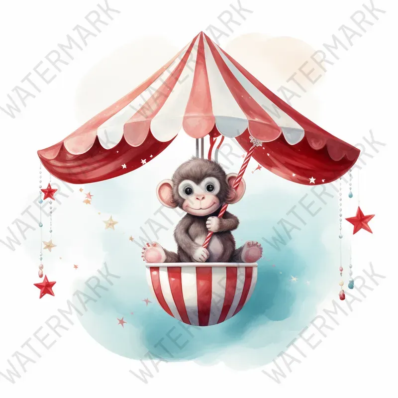 Circus Watercolor Clipart Nursery Art Midjourney Prompt | PromptBase