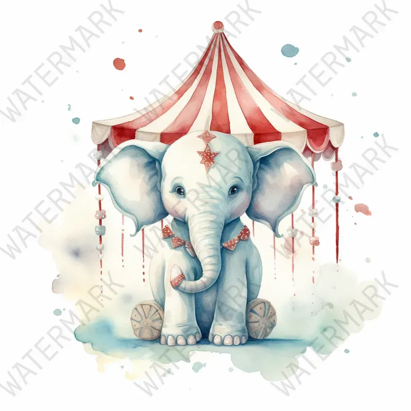 Circus Watercolor Clipart Nursery Art Midjourney Prompt | PromptBase