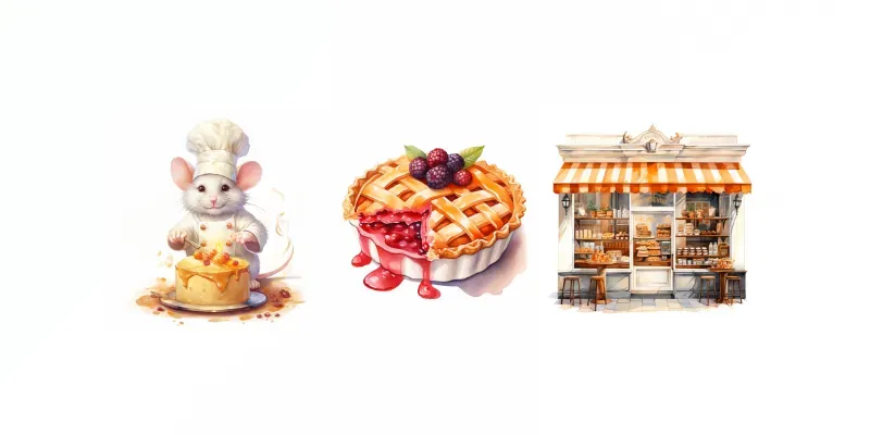 watercolor-food-illustrations-bakery-art-midjourney-prompt-promptbase