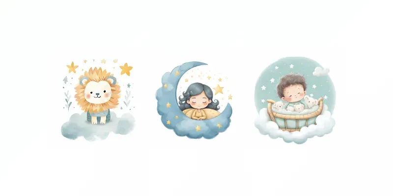 Nursery Wall Art Watercolor Baby Cliparts Midjourney Prompt | PromptBase