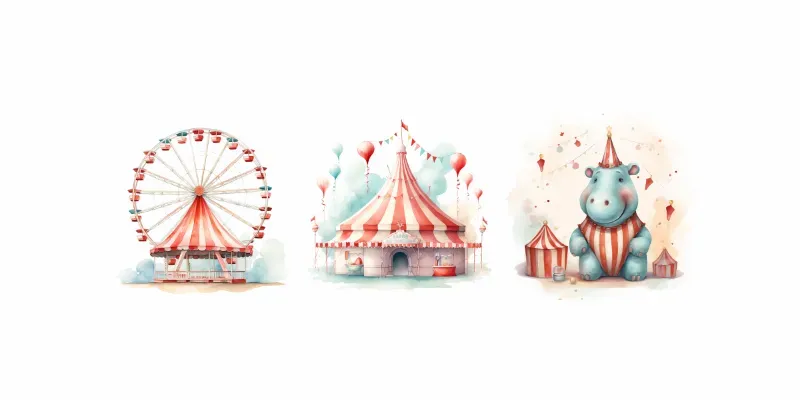 Circus Watercolor Clipart Nursery Art Midjourney Prompt | PromptBase