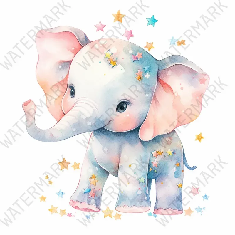 Cute Watercolor Nursery Art Wall Decals Midjourney Prompt | PromptBase