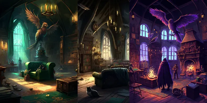 Wizard Common Rooms Midjourney Prompt | PromptBase