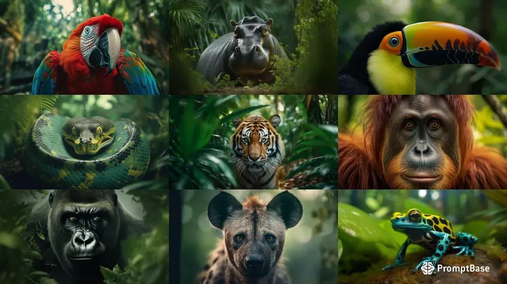 Realistic Jungle Animal Portraits Midjourney Prompt | PromptBase