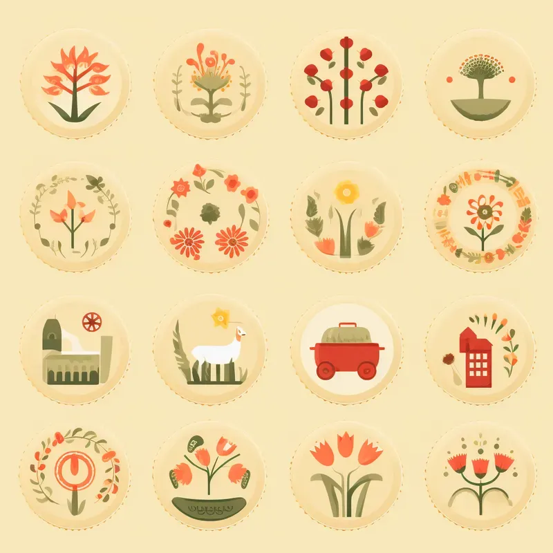 Vintage Rustic Floral Icons Midjourney Prompt | PromptBase