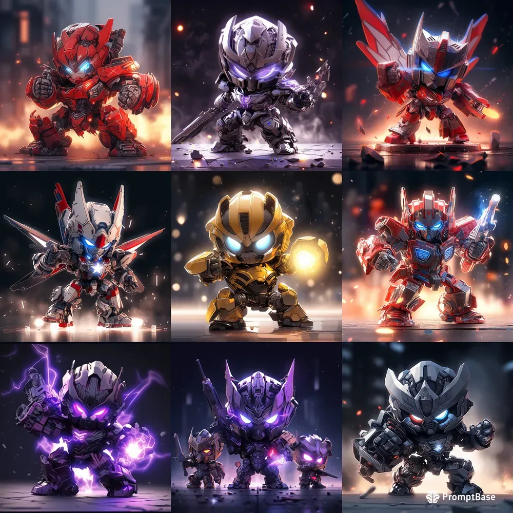 Mini Transformers Poses Chibi Transformers Mini Heroes Midjourney Prompt | PromptBase