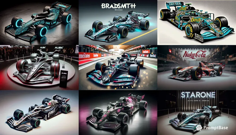 Formula One Customized Formula One Racing Car Custom Text DALL·E Prompt | PromptBase