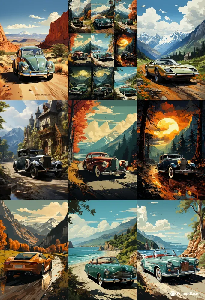 Vintageinspired Car Drivings Midjourney Prompt | PromptBase