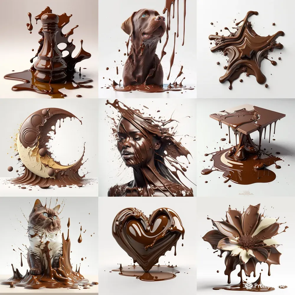 Melted Chocolate Sculpture Figures Midjourney Prompt PromptBase
