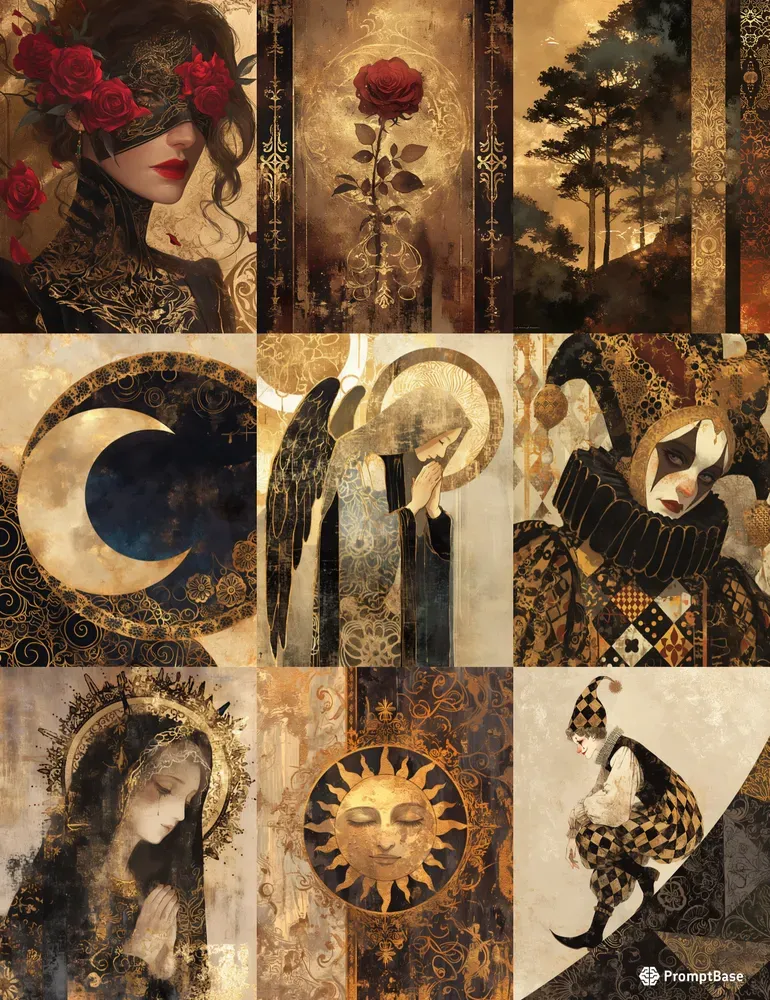 Black And Gold Fantasy Digital Papers Midjourney Prompt | PromptBase