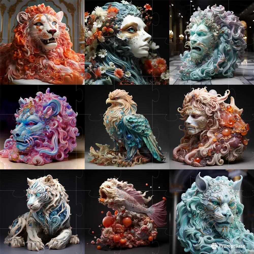 Glitter Sculptures Midjourney Prompt PromptBase