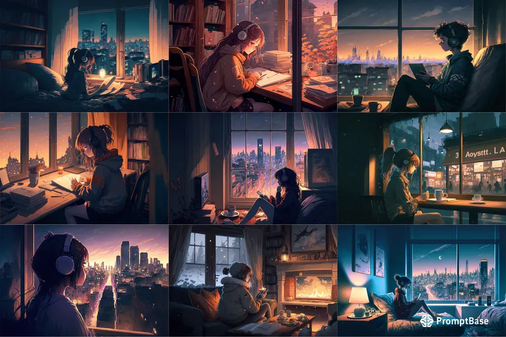Lofi Music Anime Illustrations Wallpapers Midjourney Prompt | PromptBase