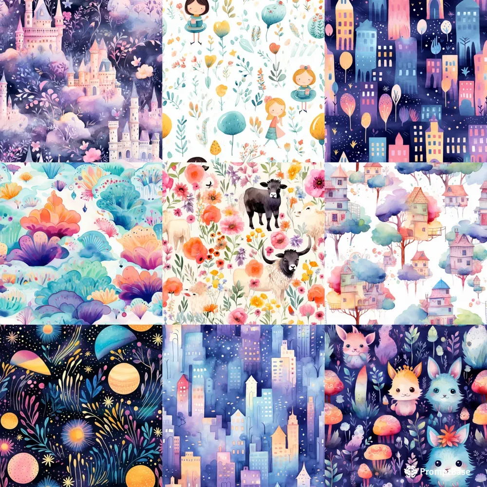 Captivating Watercolor Seamless Patterns Midjourney Prompt | PromptBase