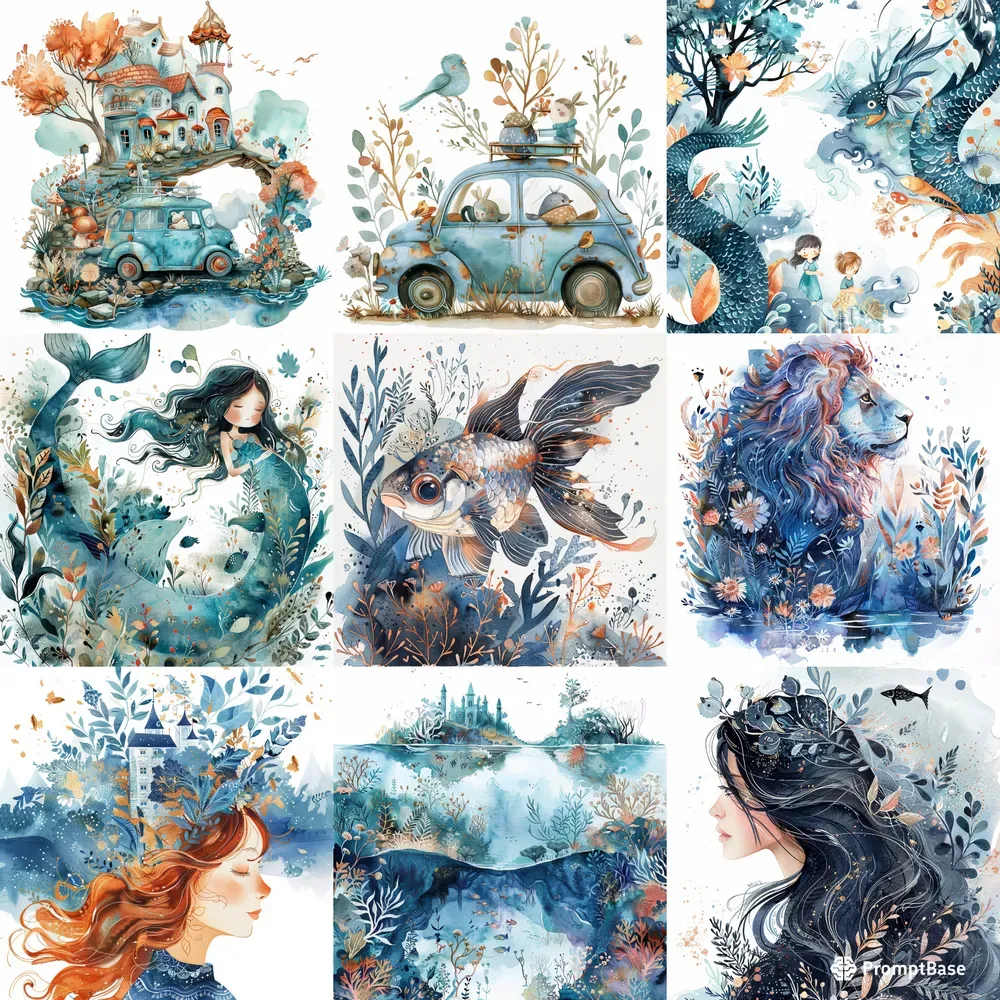 Bluer Dreamy Explorations Book Cover Art Midjourney Prompt | PromptBase