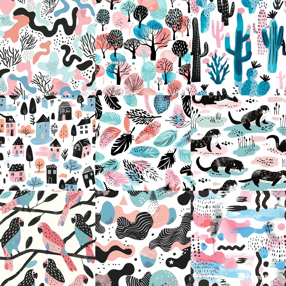 Whimsy Patterns Nature Whimsy Nature Mix Seamless Patterns Midjourney Prompt | PromptBase