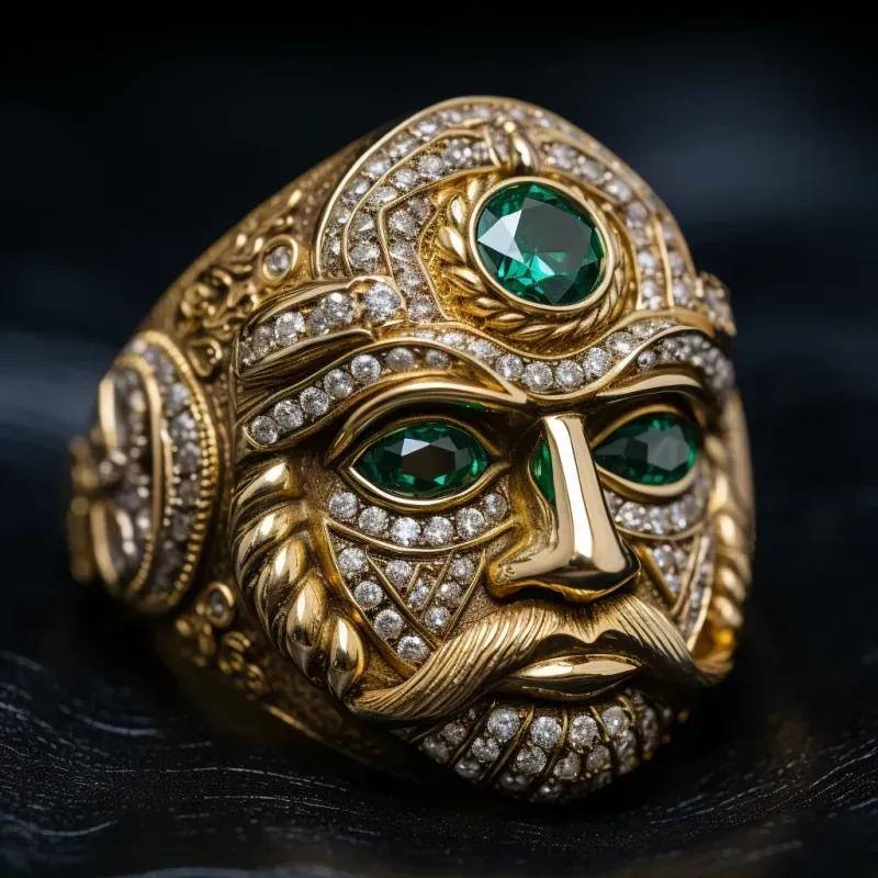 Gold Sculpted Ring Gem Elegance Midjourney Prompt | PromptBase