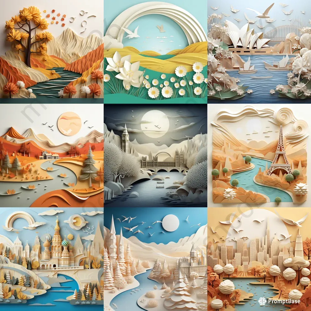 Paper Art Landscapes Midjourney Prompt PromptBase
