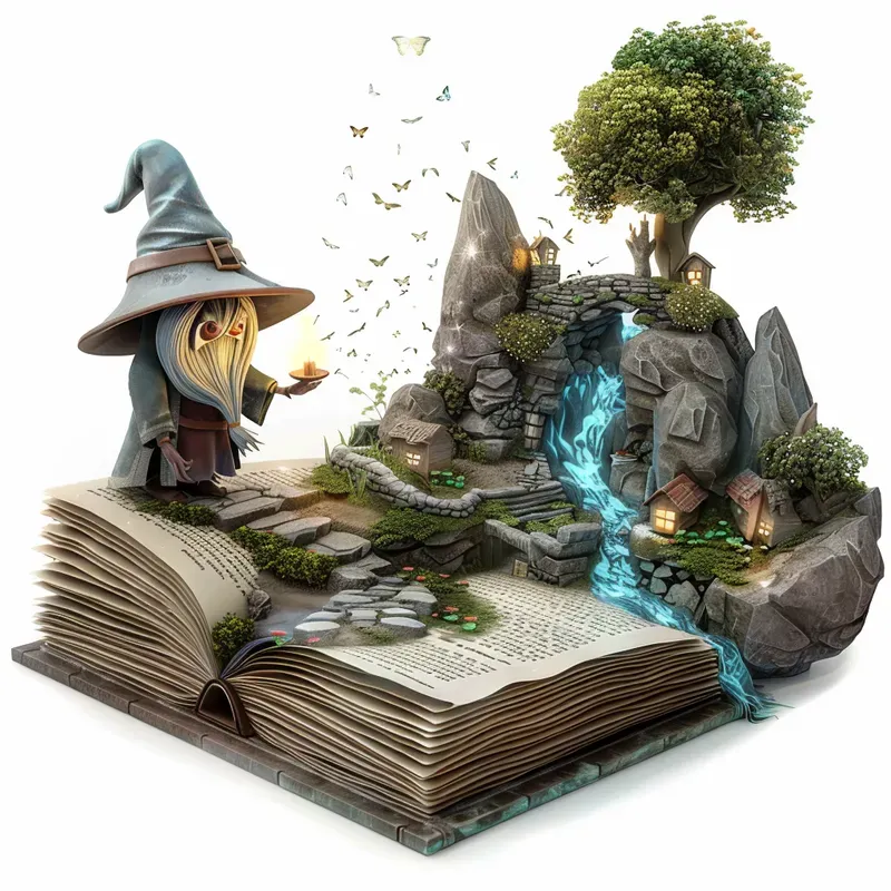 Stories Magical Open Book Scenes Pop Up Midjourney Prompt | PromptBase
