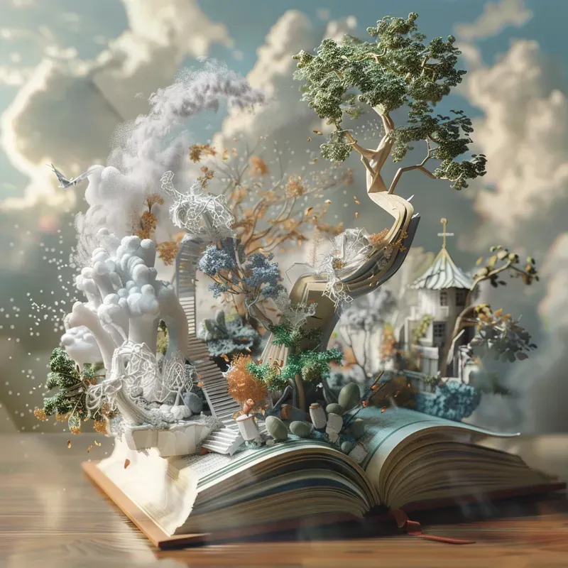Stories Magical Open Book Scenes Pop Up Midjourney Prompt | PromptBase