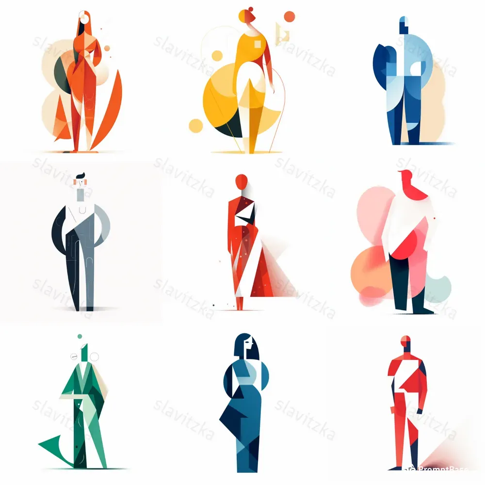 Minimalist Abstract Characters Midjourney Prompt | PromptBase