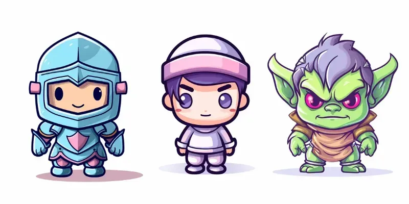 Chibi Gradient Cute Characters Midjourney Prompt | PromptBase