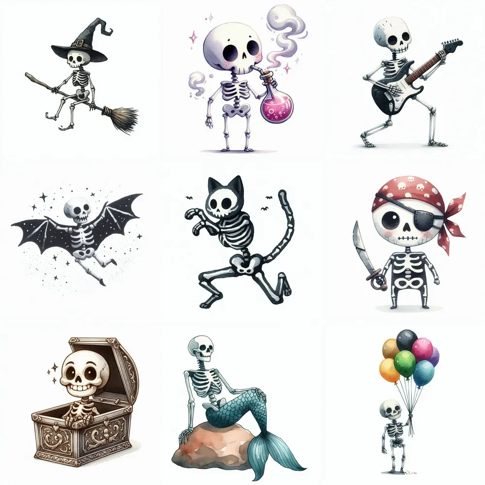 Expressive Halloween Skeleton Vector Art DALL·E Prompt | PromptBase