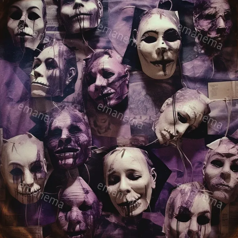 Distorted Masks Horror Collages Distorted Mask Midjourney Prompt | PromptBase