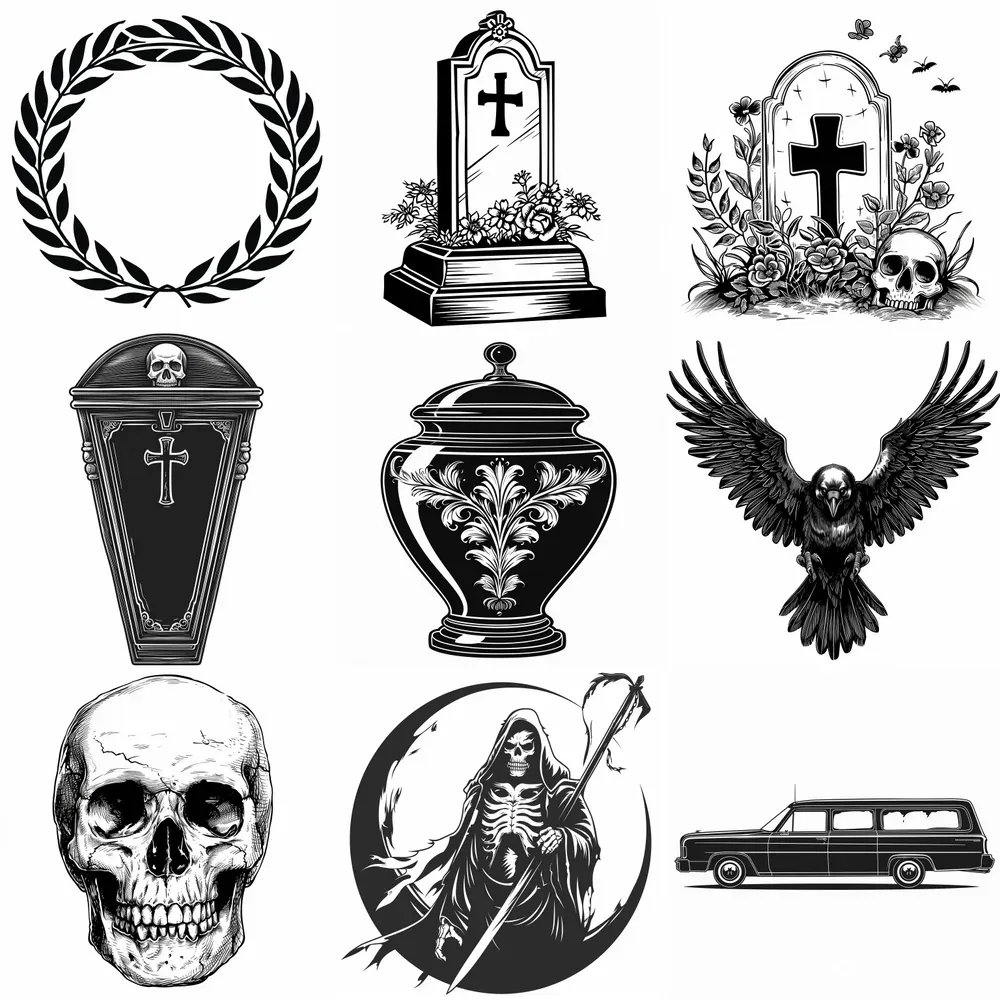 Symbols Of Death Clip Art Midjourney Prompt | PromptBase