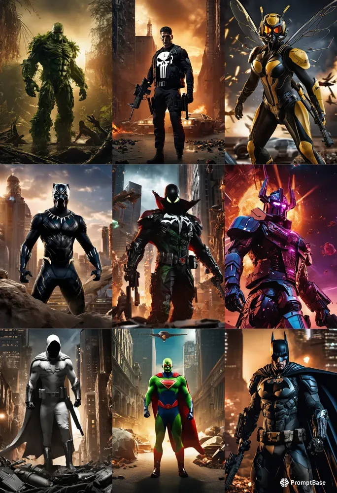 Evil Dystopian Superheroes Stable Diffusion Prompt | PromptBase