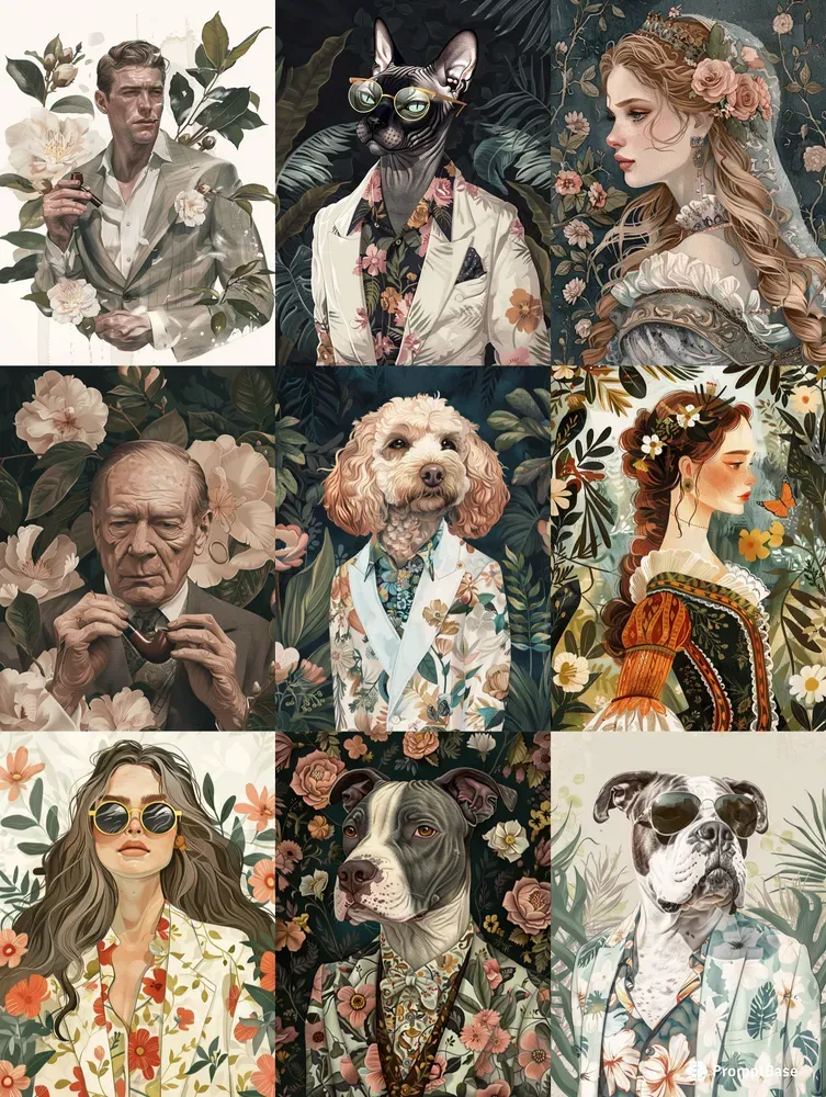 Retro Watercolor Floral Style Midjourney Prompt | PromptBase