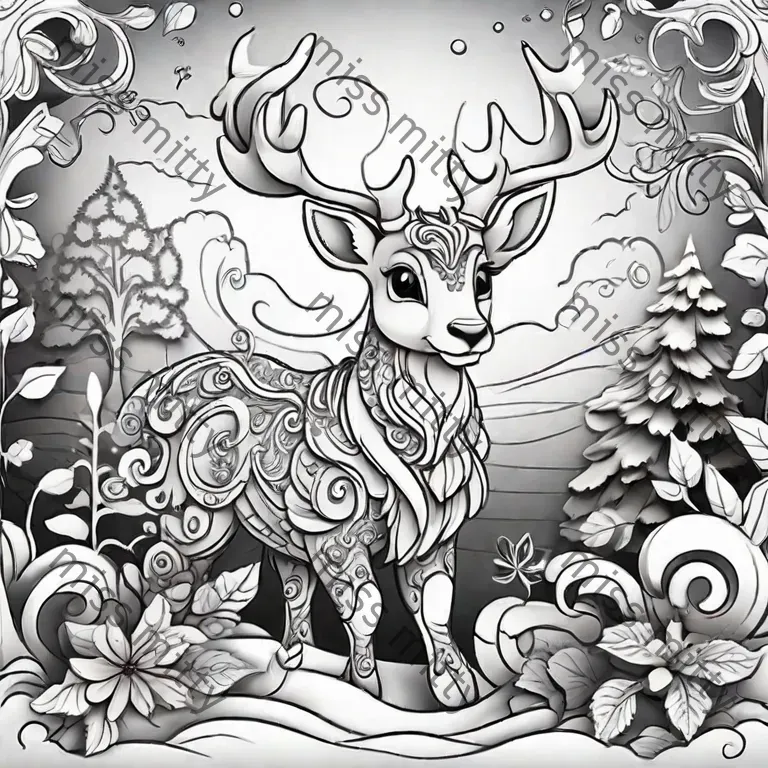 Christmas fantasy animal coloring pages leonardo ai prompt promptbase