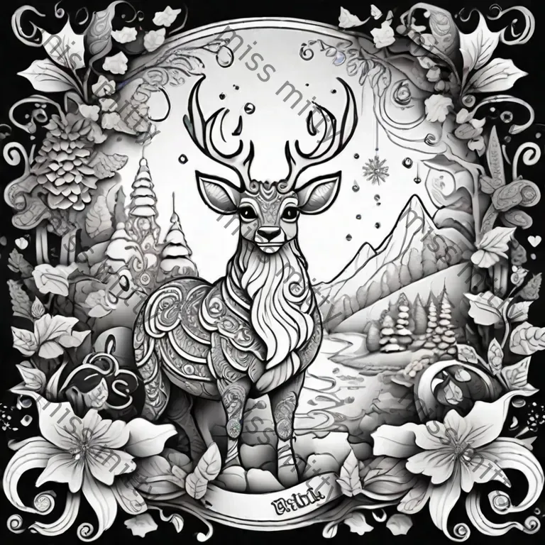 Christmas fantasy animal coloring pages leonardo ai prompt promptbase