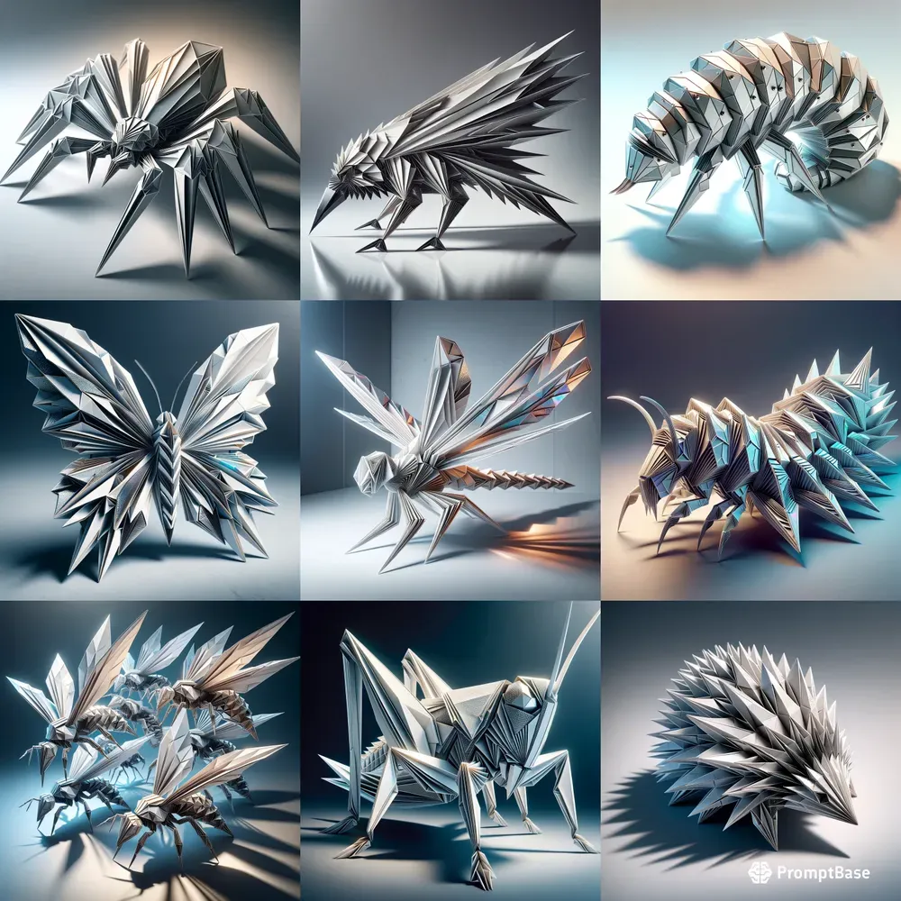 Origami Insects Paper Bug Sculpts DALL·E Prompt | PromptBase