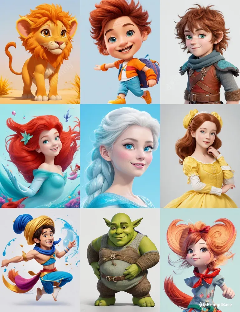 Animated Movies Characters Illustrations Leonardo Ai Prompt | PromptBase