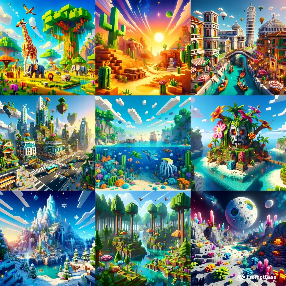 Minecraft Style Digital Paintings Dall E Prompt Promptbase