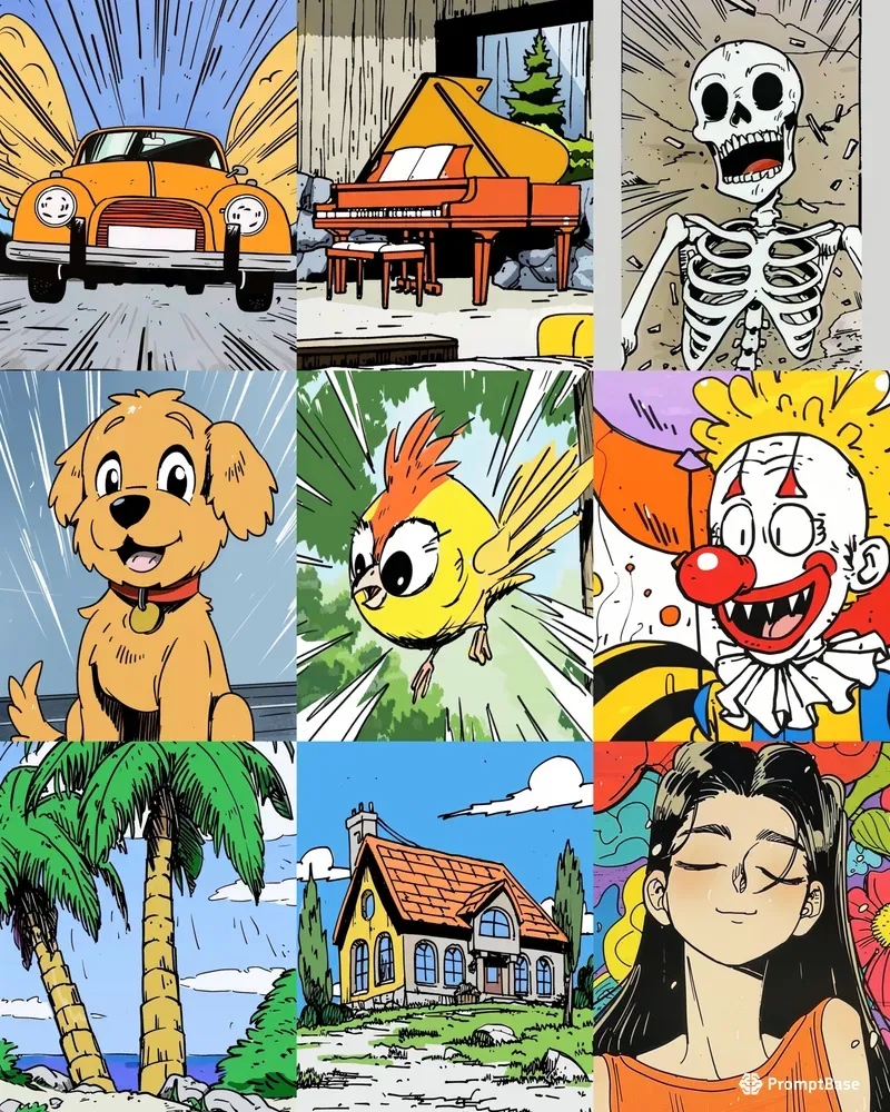 Whimsical Cartoon Illustrations Midjourney Prompt | PromptBase