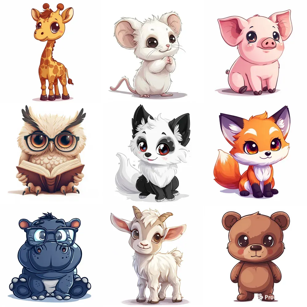 Cute Chibi Animal Characters Midjourney Prompt | PromptBase