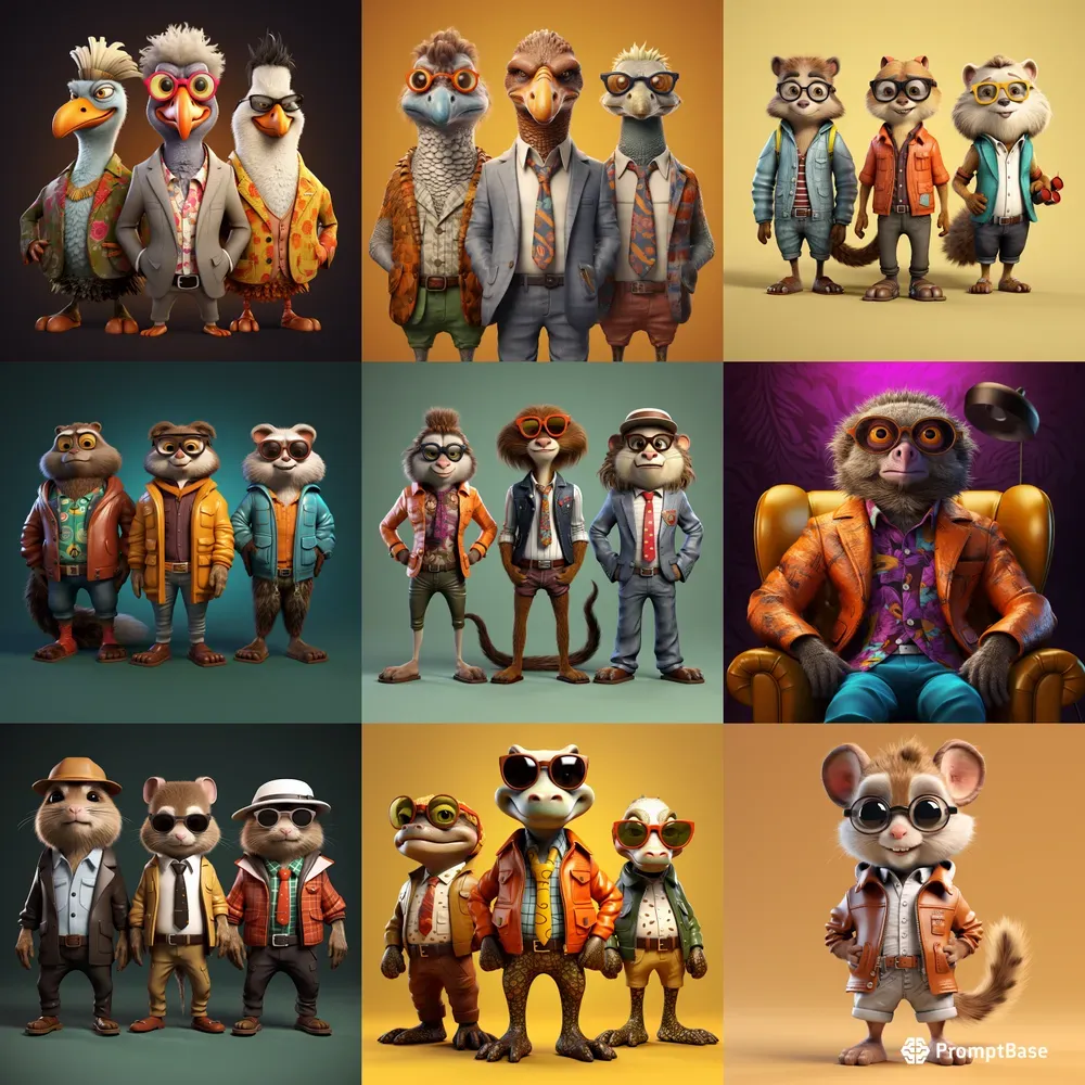 Animal Cartoon Characters In 1970s Pixar Midjourney Prompt Promptbase Animal Cartoon Characters In 1970s Pixar Midjourney Prompt Promptbase